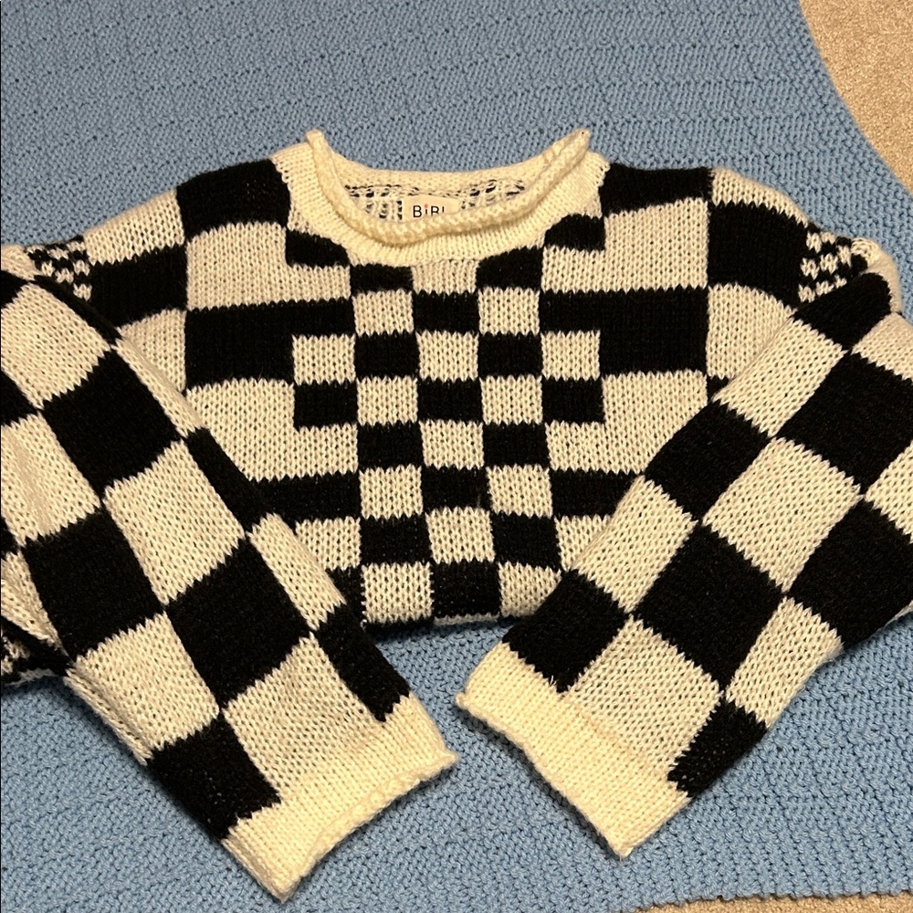 BIBI Checkered Black and White Sweater
